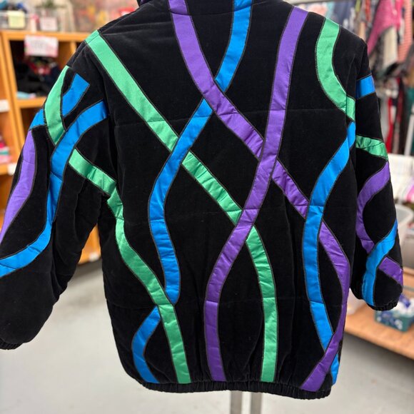 London Fog Vintage Black Swirl Patterned Coat - Picture 2 of 5